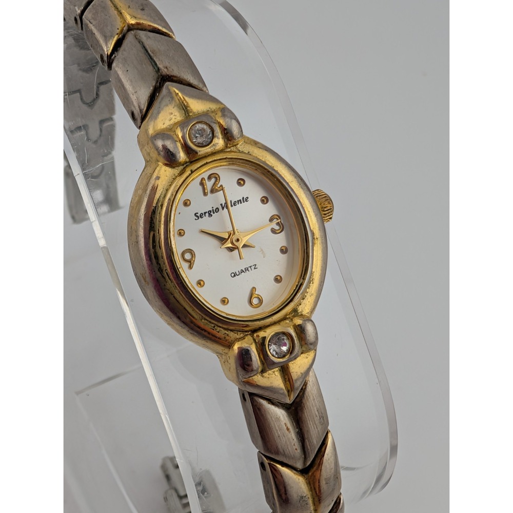 Sergio Valente Watch‎ Women 19mm Case Two Tone 7" Band- New Battery